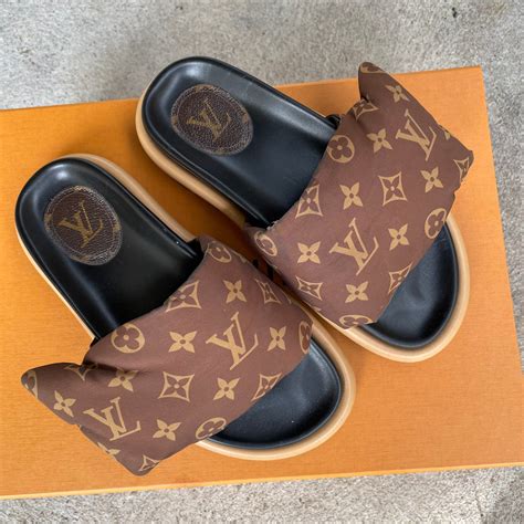 louis vuitton pool pillow slides|Louis Vuitton slides with buckle.